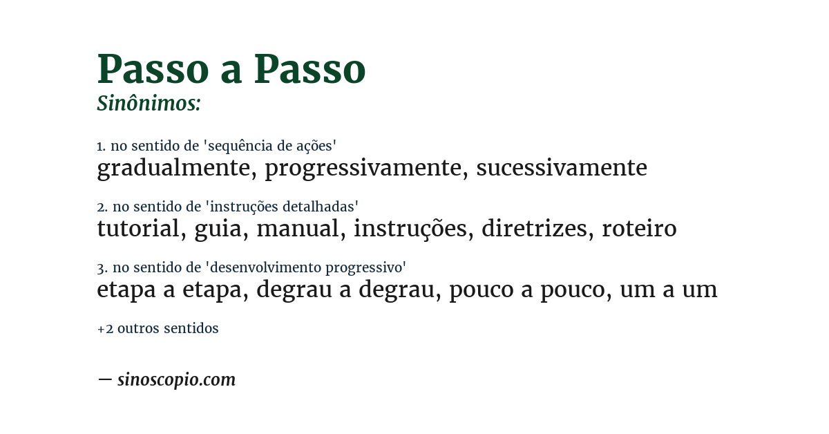 Sinônimo de passo a passo
