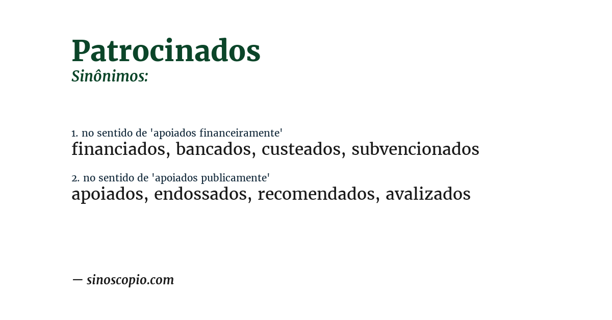 Sinônimo de patrocinados