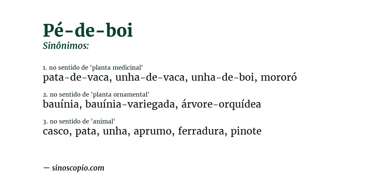 Sinônimo de pé-de-boi
