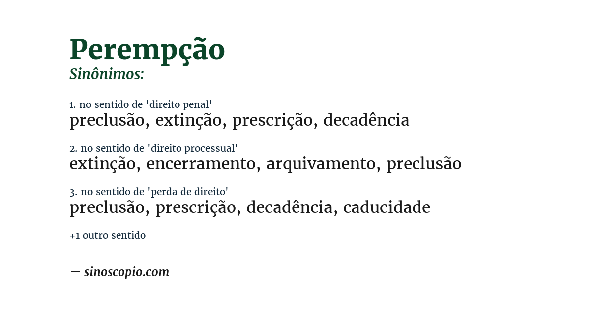 Sinônimo de perempção