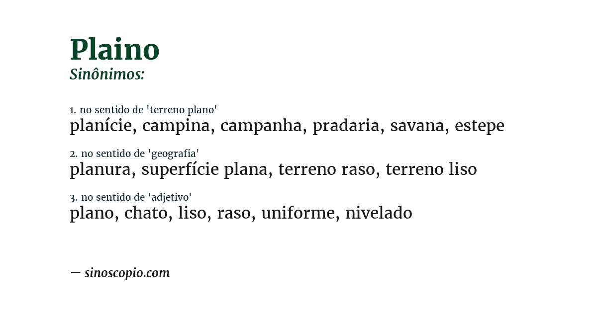 Sinônimo de plaino