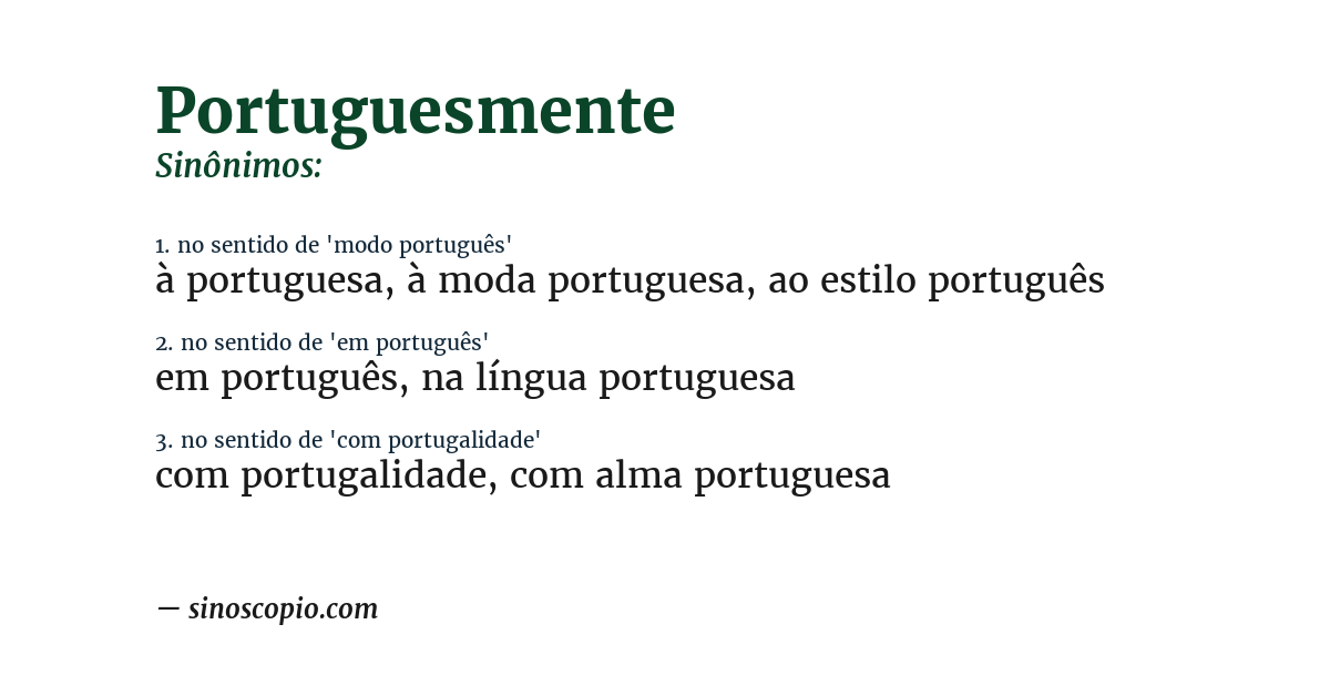 Sinônimo de portuguesmente
