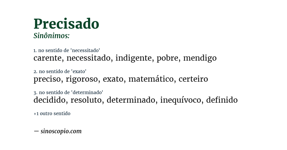 Sinônimo de precisado