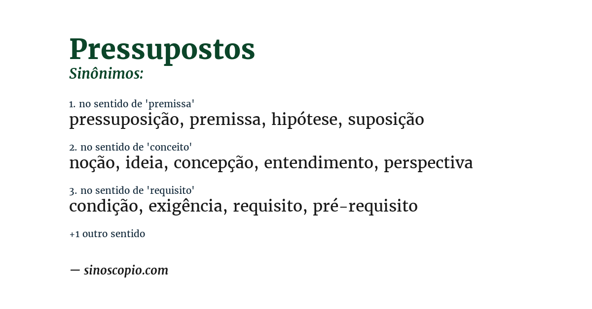 Sinônimo de pressupostos