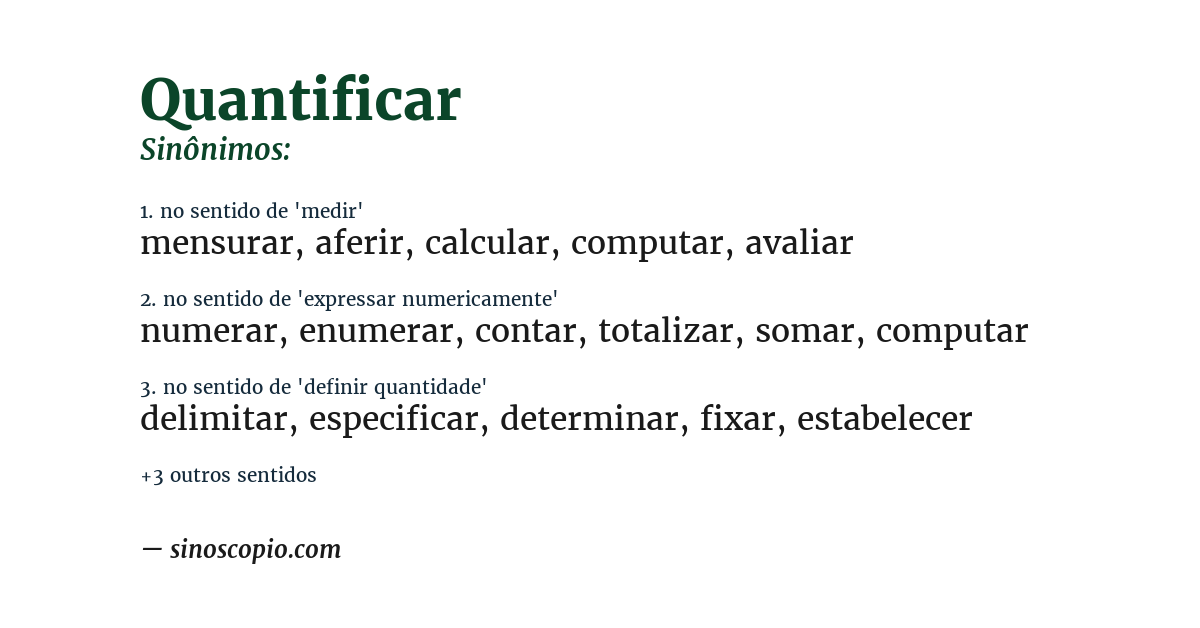 Sinônimo de quantificar