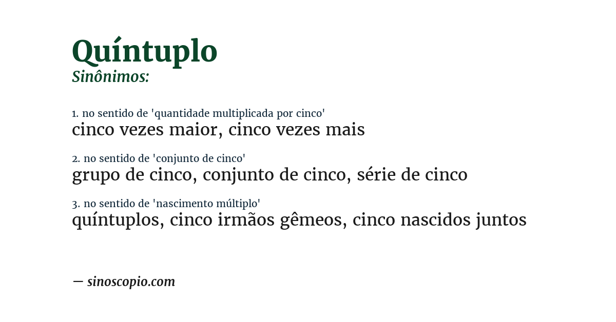 Sinônimo de quíntuplo
