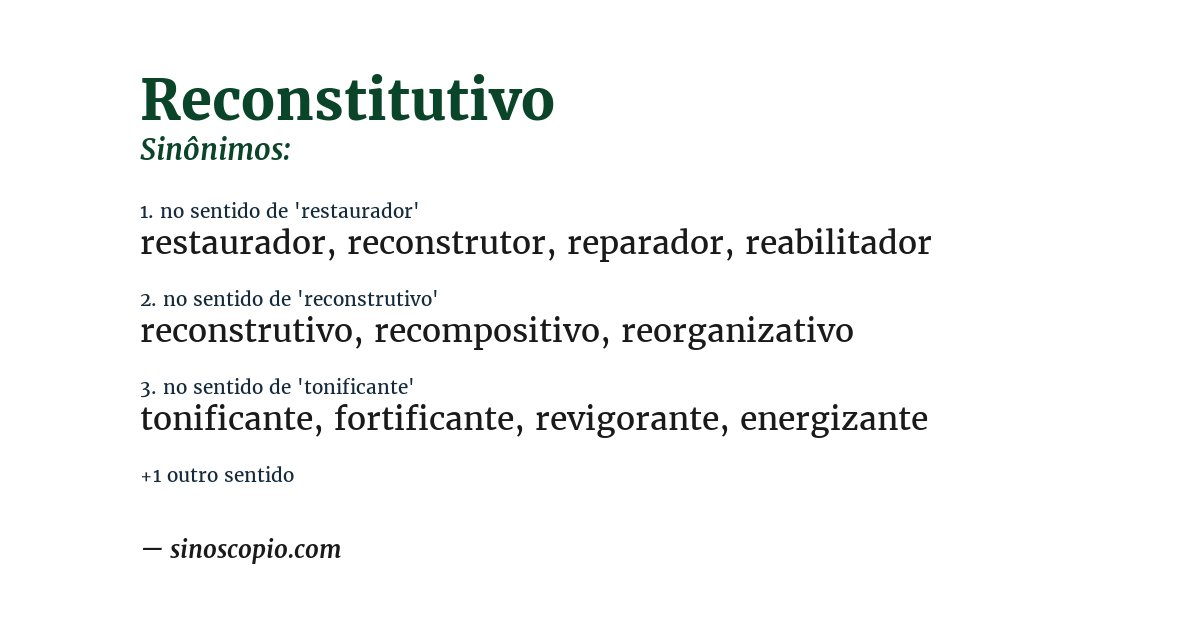 Sinônimo de reconstitutivo