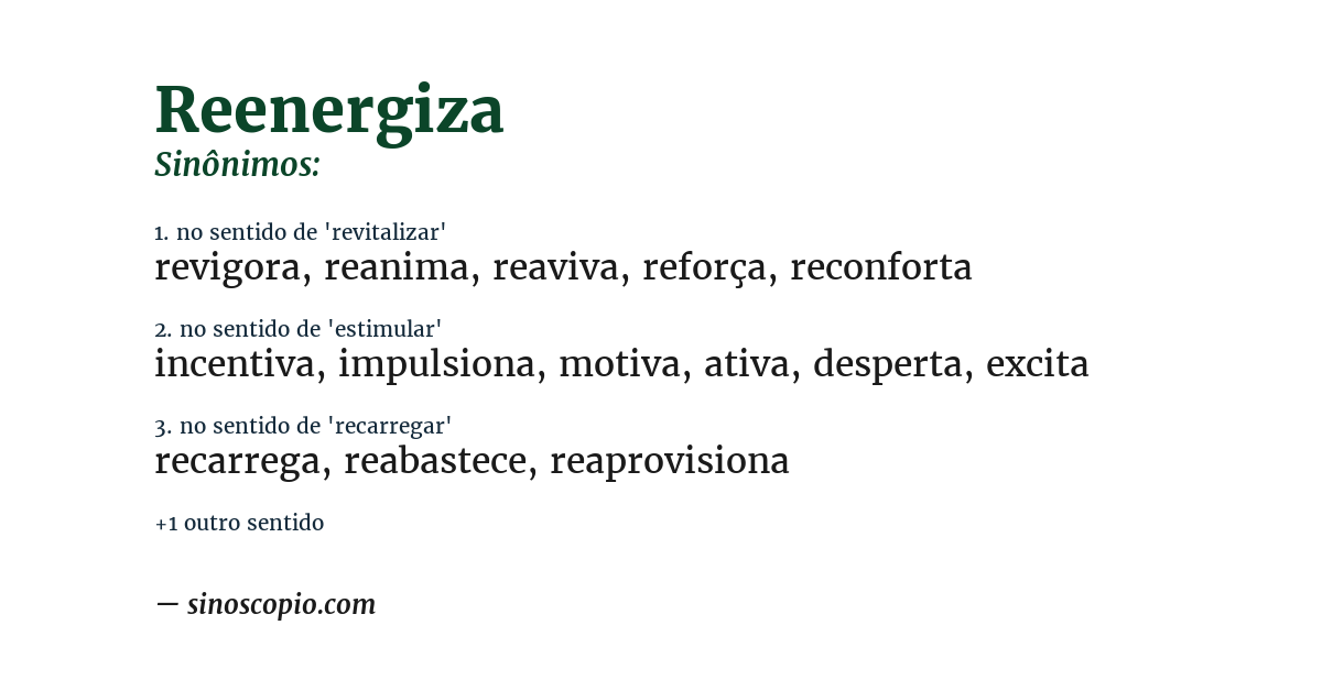 Sinônimo de reenergiza