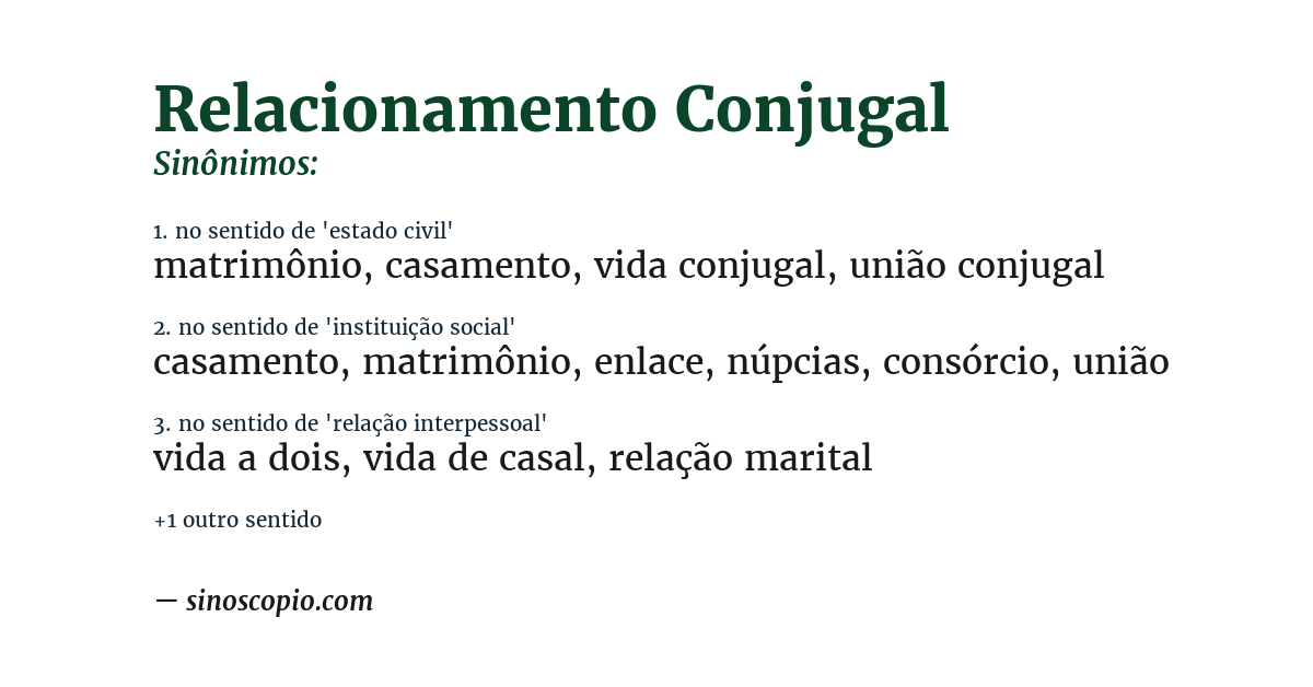 Sinônimo de relacionamento conjugal