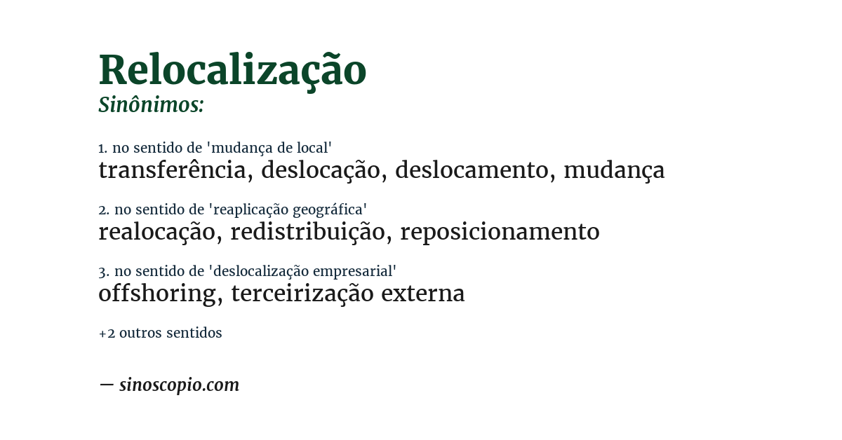 Sinônimo de relocalização