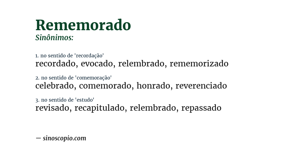 Sinônimo de rememorado