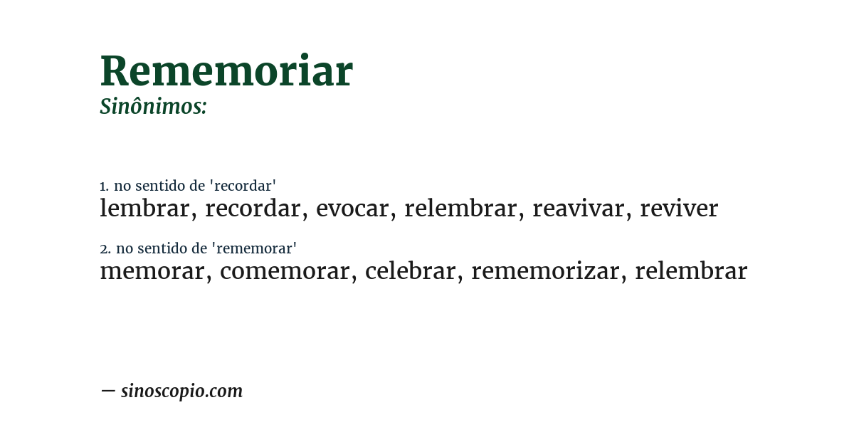 Sinônimo de rememoriar