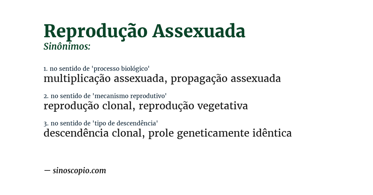Sinônimo de reprodução assexuada