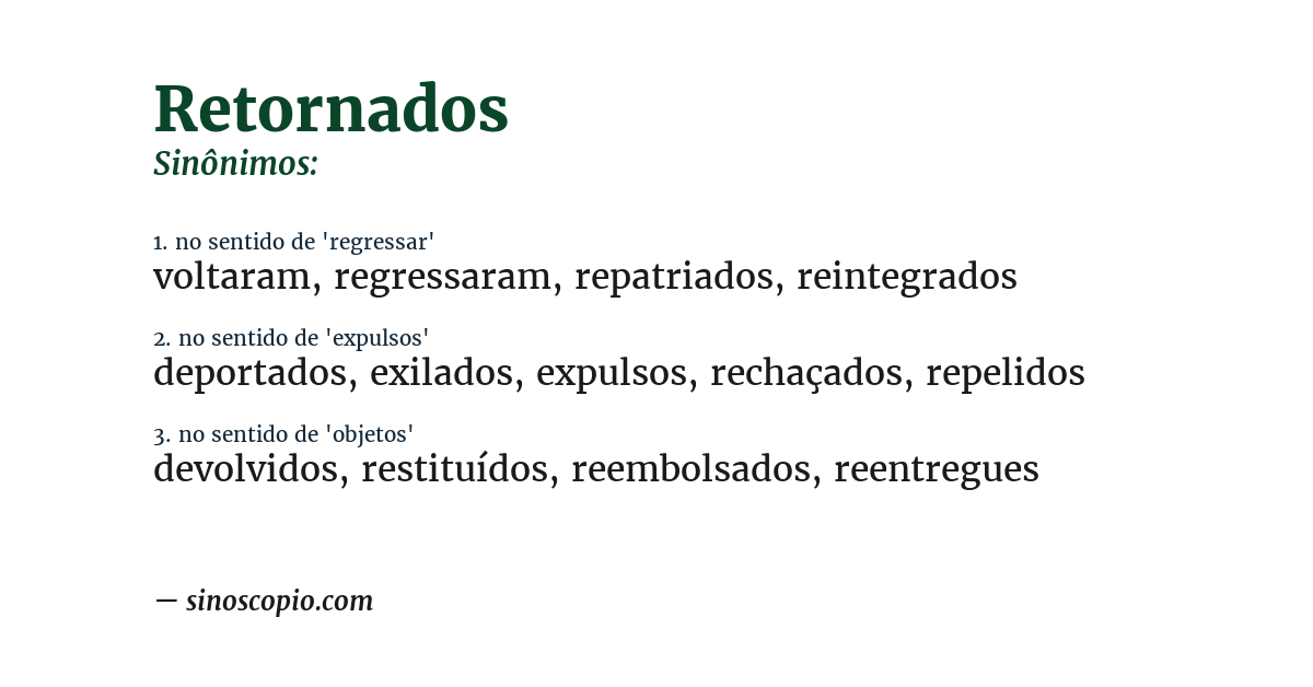 Sinônimo de retornados