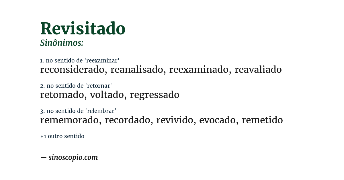 Sinônimo de revisitado