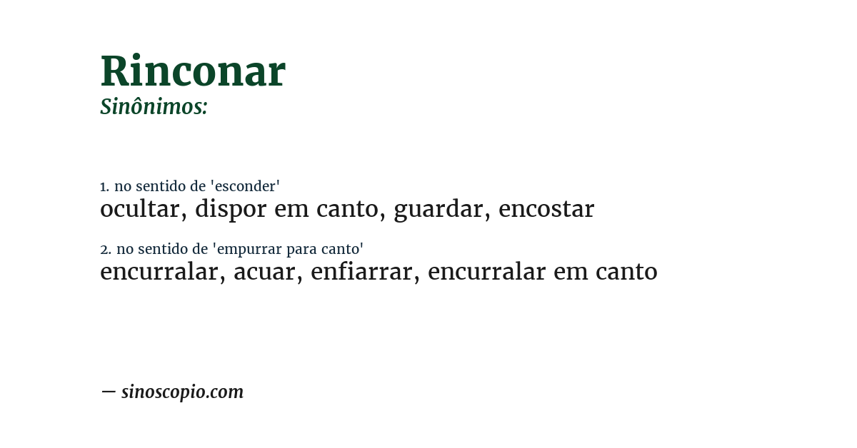 Sinônimo de rinconar
