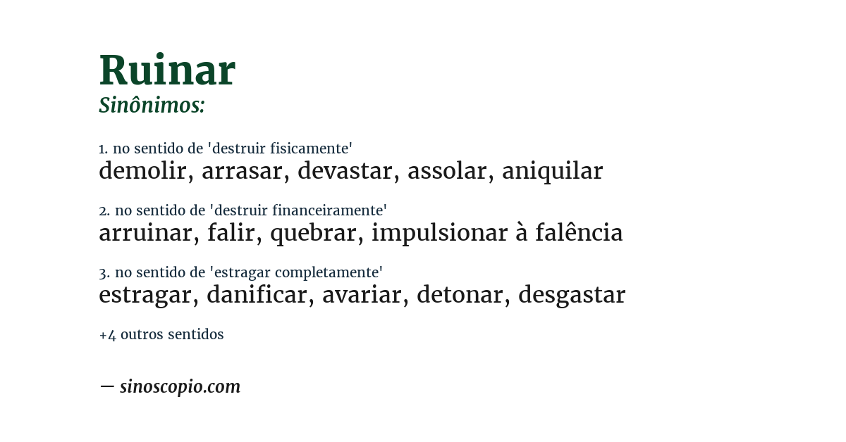 Sinônimo de ruinar