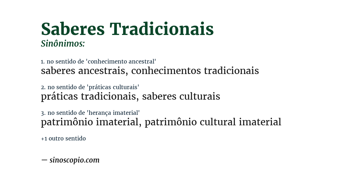 Sinônimo de saberes tradicionais