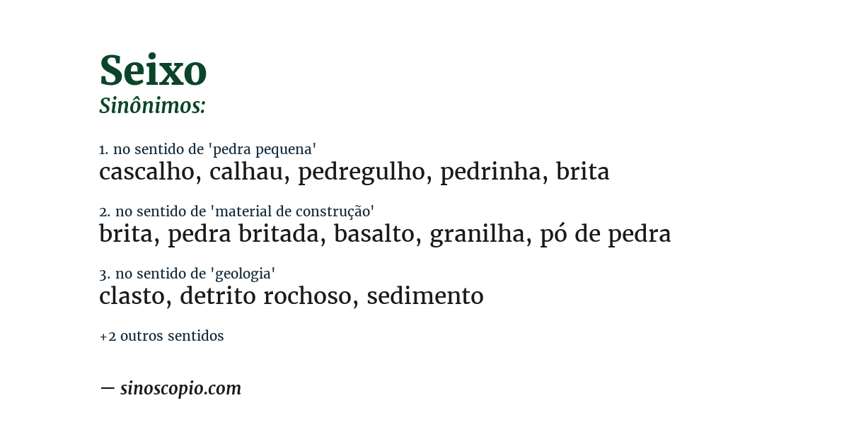 Sinônimo de seixo