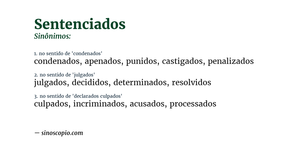 Sinônimo de sentenciados