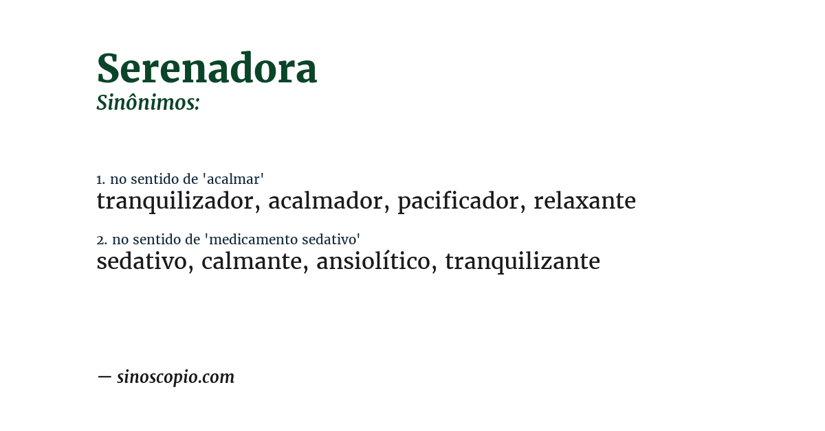Sinônimo de serenadora