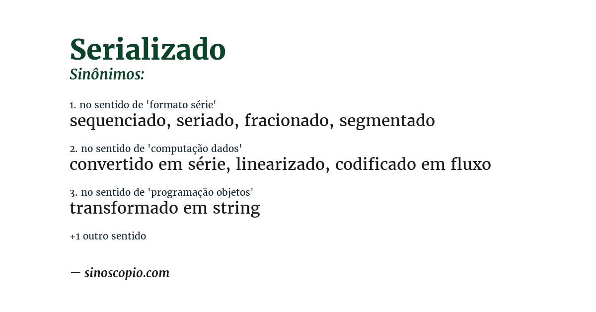 Sinônimo de serializado