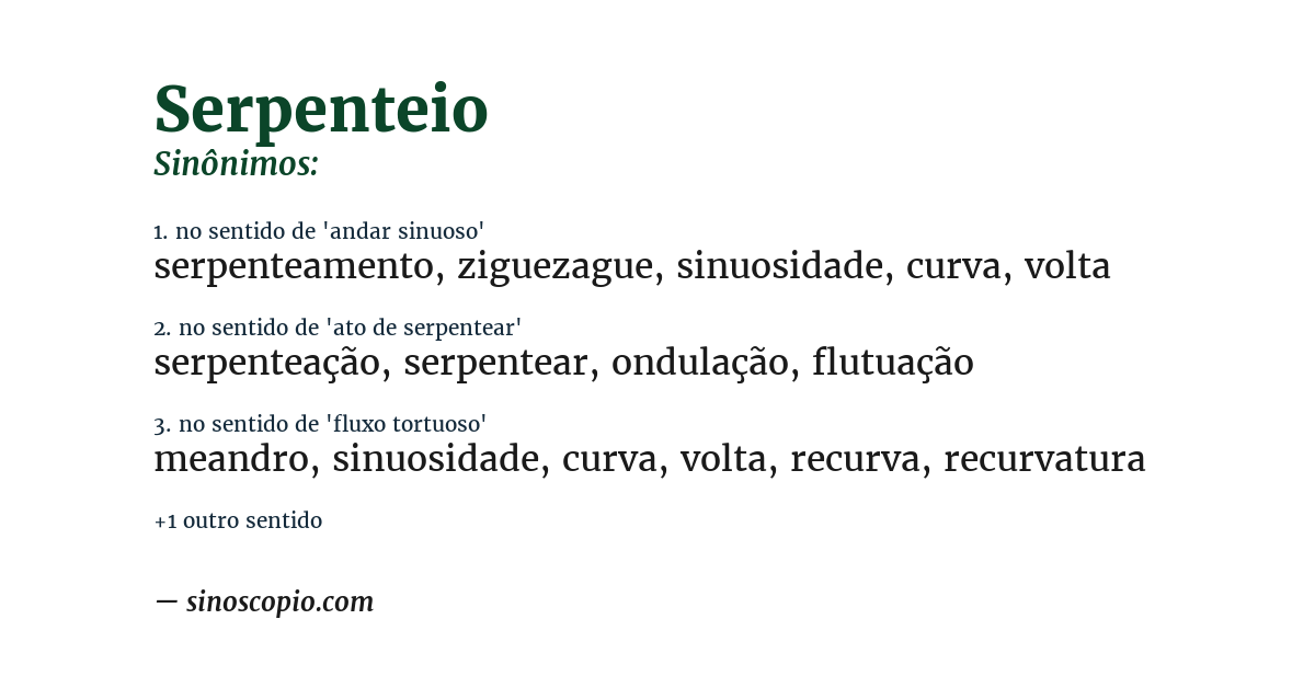 Sinônimo de serpenteio