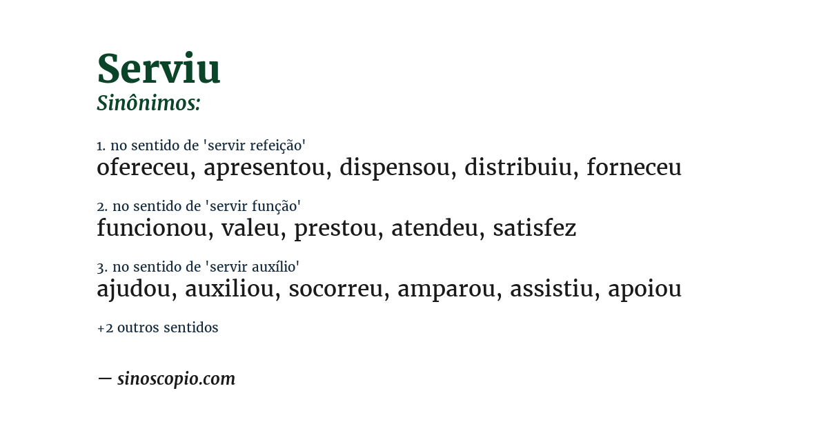 Sinônimo de serviu