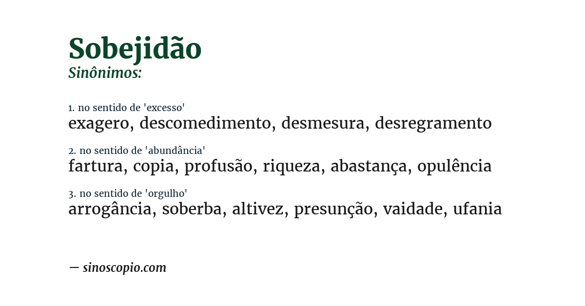 Sinônimo de sobejidão