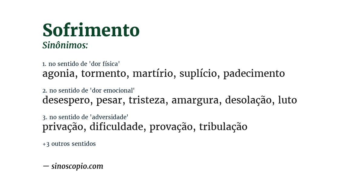 Sinônimo de sofrimento