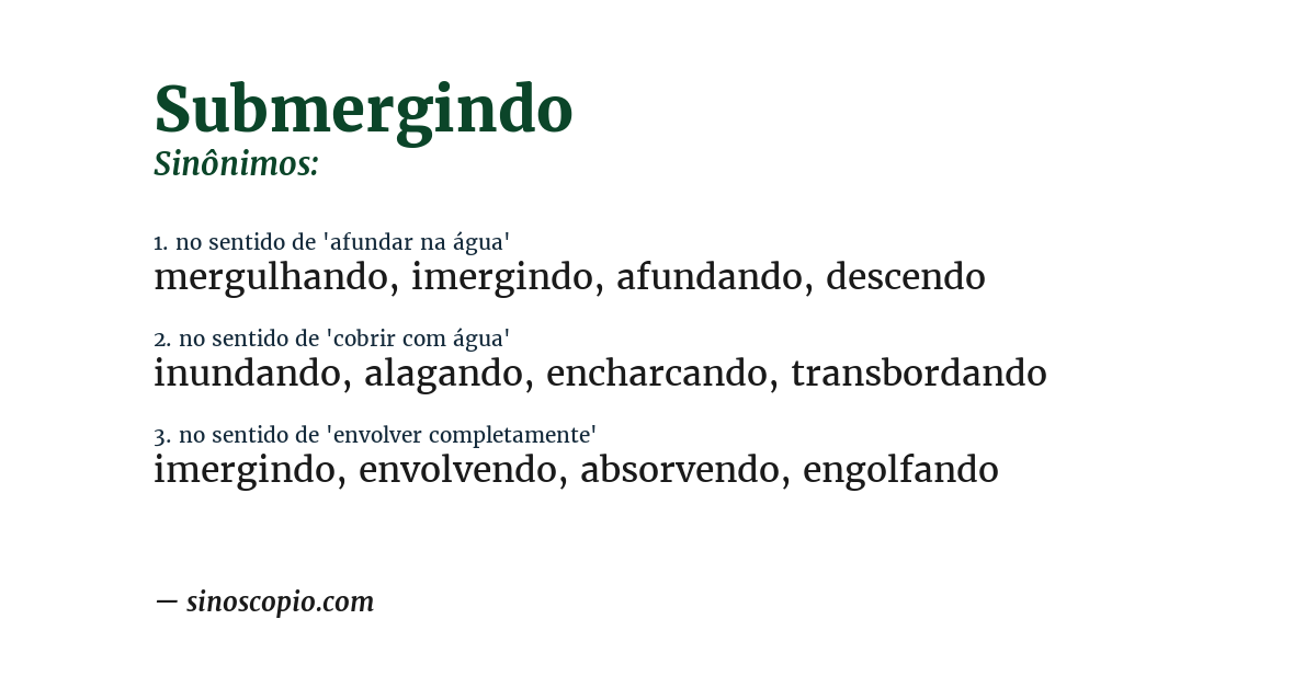 Sinônimo de submergindo