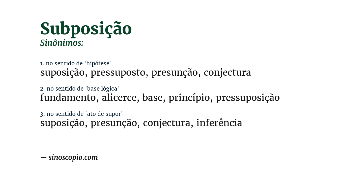 Sinônimo de subposição