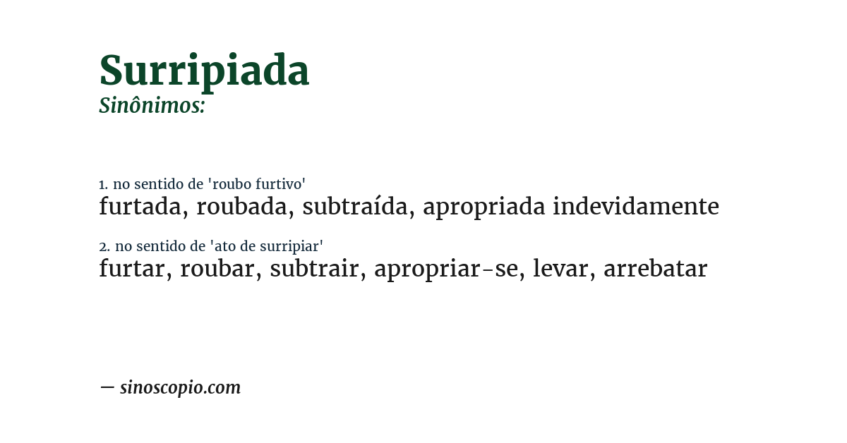 Sinônimo de surripiada