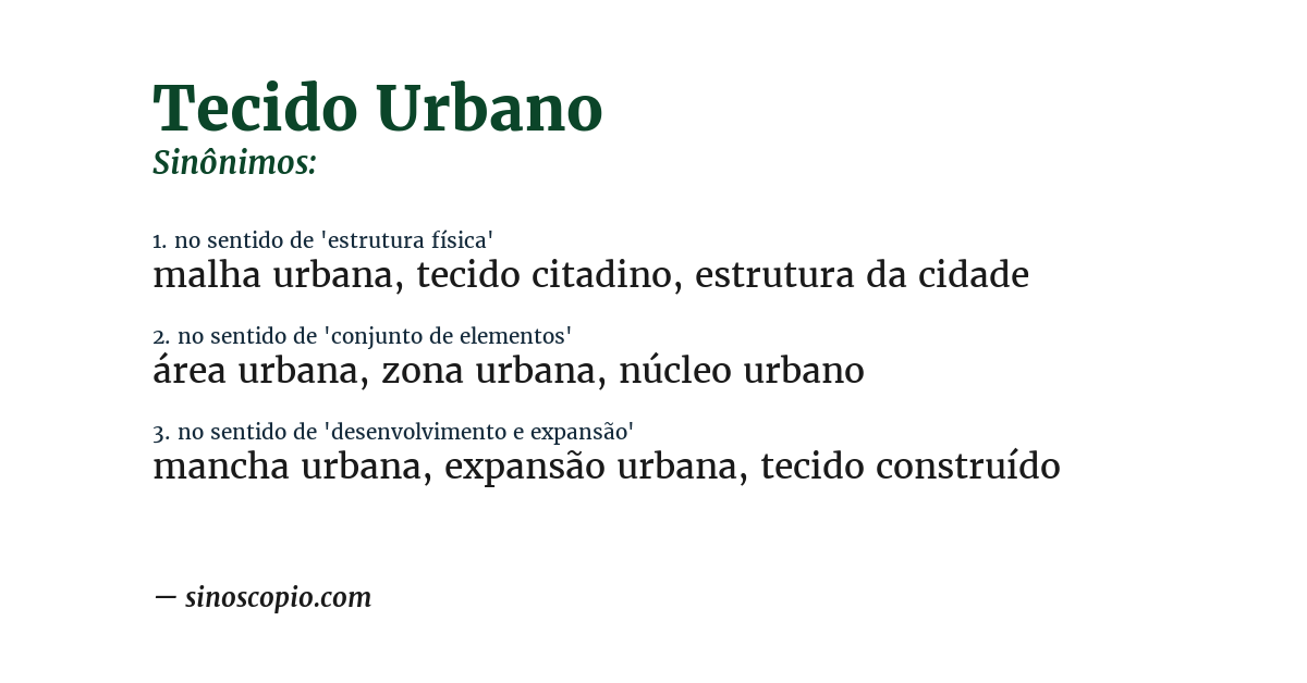 Sinônimo de tecido urbano