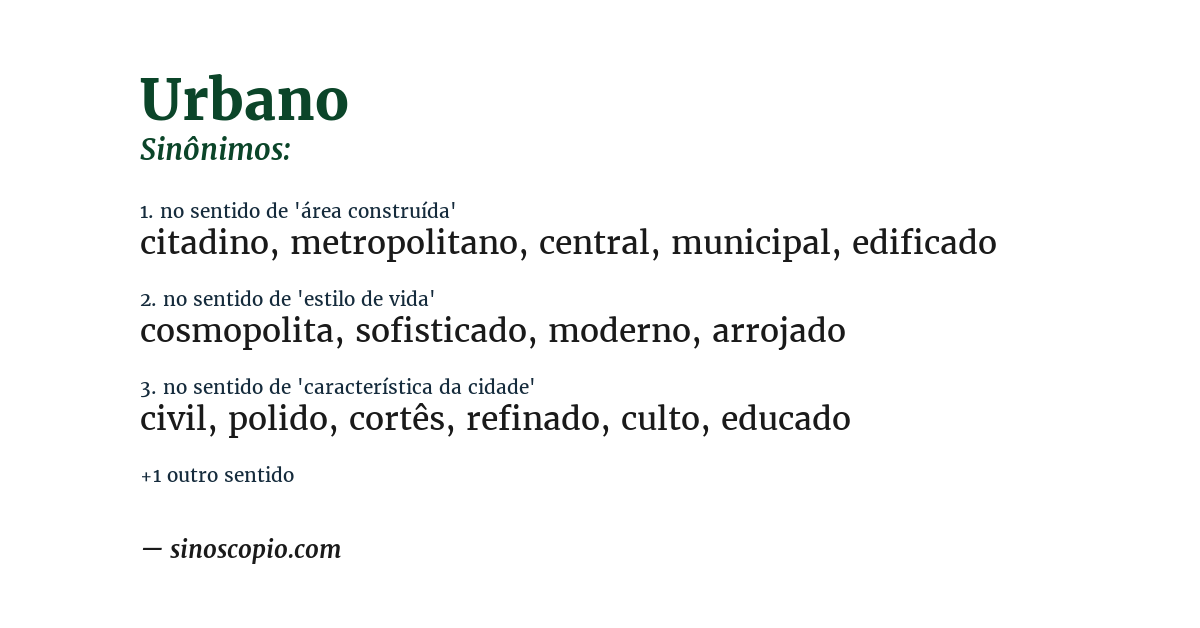 Sinônimo de urbano