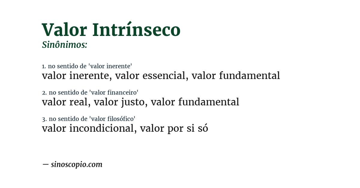 Sinônimo de valor intrínseco