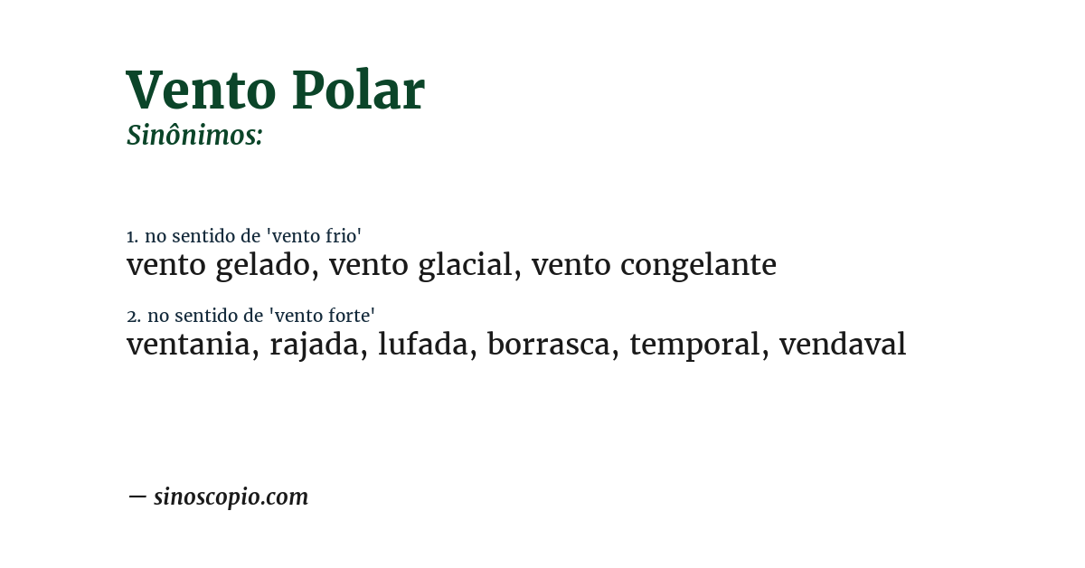 Sinônimo de vento polar
