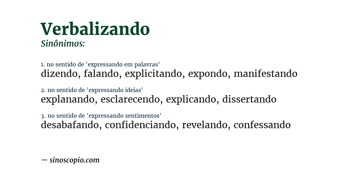 Sinônimo de verbalizando