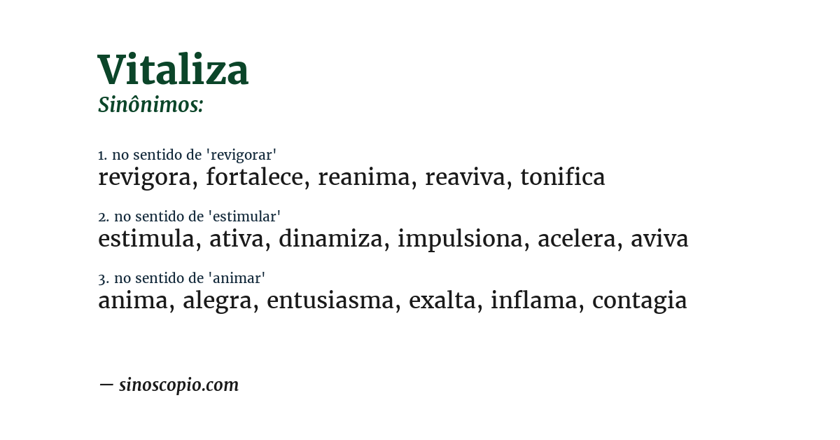 Sinônimo de vitaliza