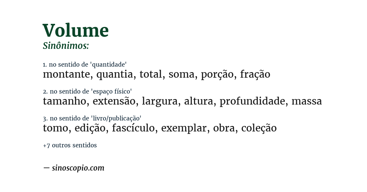 Sinônimo de volume