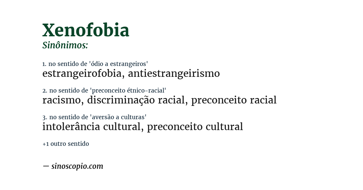 Sinônimo de xenofobia