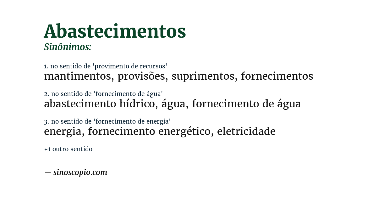 Sinônimo de abastecimentos