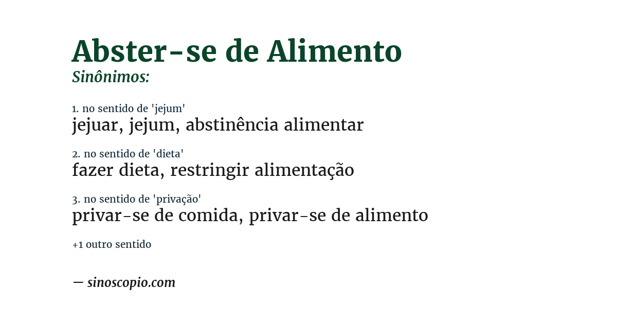 Sinônimo de abster-se de alimento
