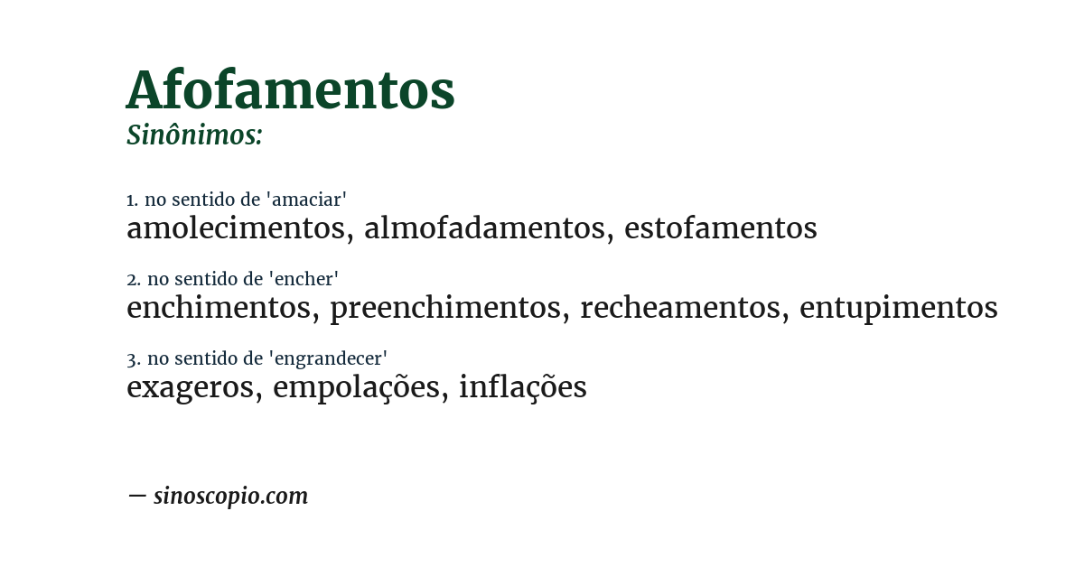 Sinônimo de afofamentos
