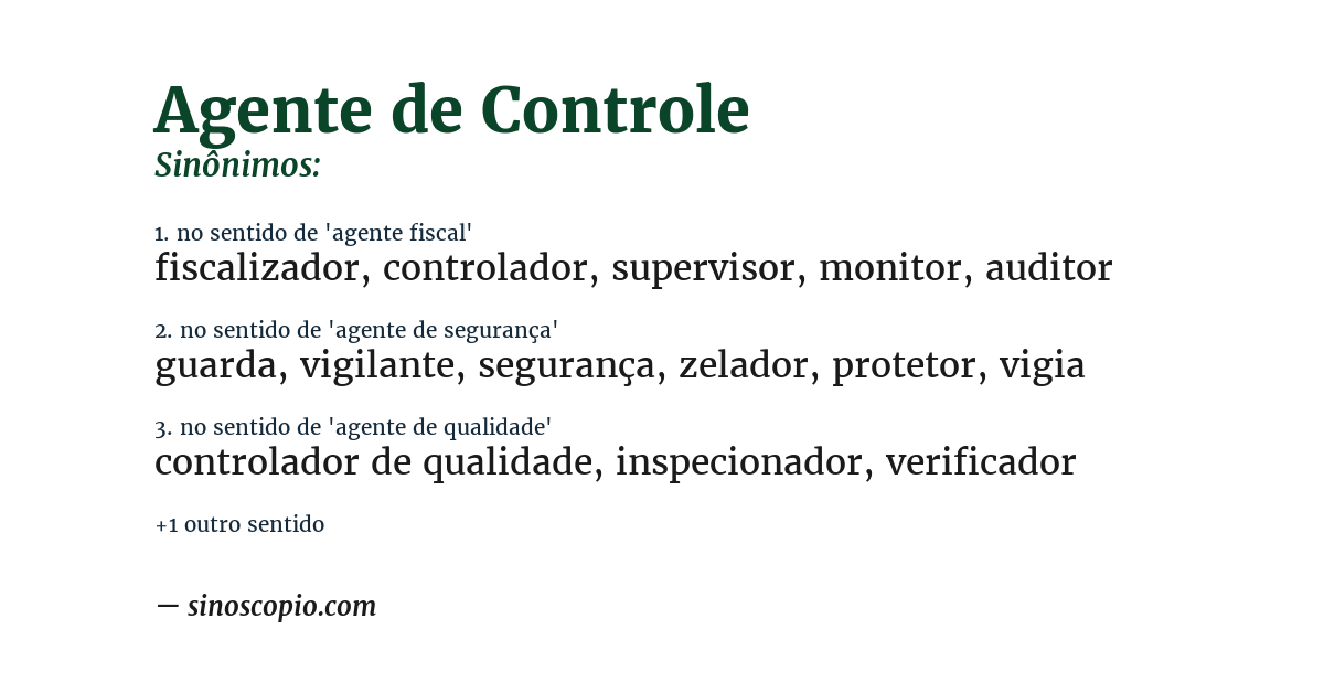 Sinônimo de agente de controle