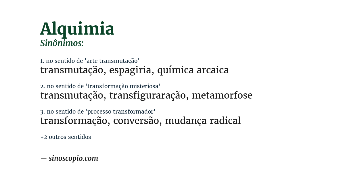 Sinônimo de alquimia