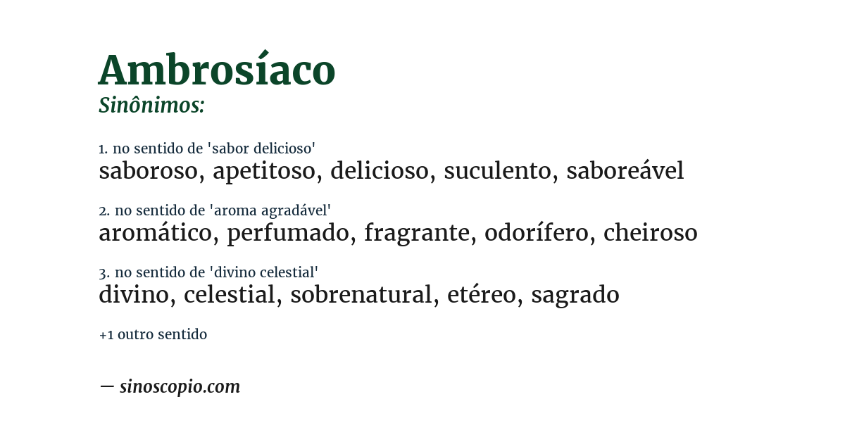 Sinônimo de ambrosíaco