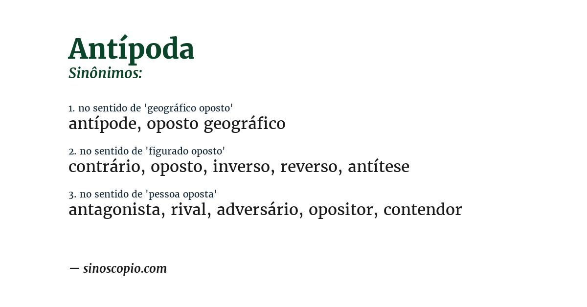 Sinônimo de antípoda