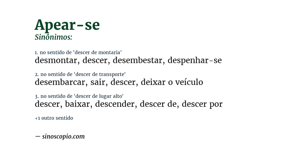 Sinônimo de apear-se
