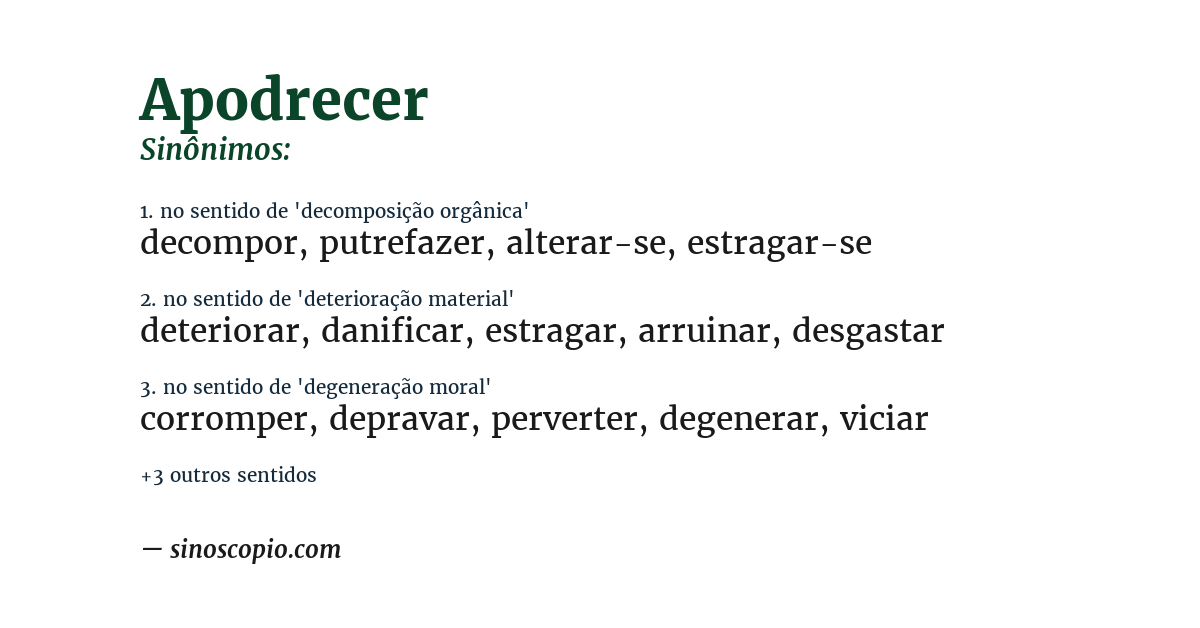 Sinônimo de apodrecer